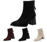 Lanunlly Bottines Chelsea élégantes et originales pour femme avec talon cowboy, Noir , 36 EU