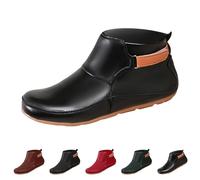 Lanunlly Bottines plates et courtes pour femme Cowboy Chelsea Vintage Botte confortable Bottine élégante Chaussures originales Bottes antidérapantes pour fête rétro pour automne hiver printemps, Noir