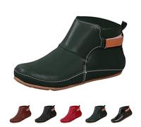 Lanunlly Bottines plates et courtes pour femme Cowboy Chelsea Vintage Botte confortable Bottine élégante Chaussures originales Bottes antidérapantes pour fête rétro pour automne hiver printemps, vert