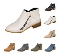 Lanunlly Bottines pour femme à talon bas court, bottines minimalistes pour fête, cowboy rétro, bottines originales, chaussures élégantes, bottines antidérapantes confortables vintage pour automne