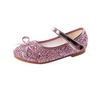 Lanunlly Chaussures de danse pour fille princesse avec paillettes et nœuds flamand fermeture à boucle pour fille et femme Claquettes Sévillanes Danse latine Mary Jane Fiesta, rose, 31 EU