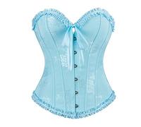 Lanunlly Corset Femme Sexy Médiéval Vintage Corset de Fête Amincissant Corset Attrayant Minceur Bustier Moldant de Taille Floral Overbust Ceinture Abdomen Ceinture pour Halloween Carnaval Fêtes, bleu
