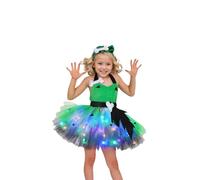 Lanunlly Robe d'Halloween pour fille citrouille en tulle sans manches avec serre-tête os pour carnaval, fêtes, tours ou traitements d'anniversaire, fêtes