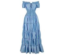 Lanunlly Robe Femme Vintage Médiévale Sans Manches Costume Cosplay