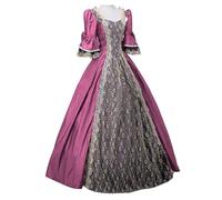 Lanunlly Robe Medievale Femme Costume de cour Halloween Rétro Renaissance | Deguisement Halloween Robe en dentelle Renaissance Vintage Idéal Pour Soirée Reine Carnaval Cosplay Parti Drame Toussaint