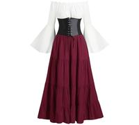 Lanunlly Robe médiévale vintage sexy pour femme, déguisement original, manches trompette, Halloween, grande taille, costume médiéval pour carnaval, princesse, palais Queen Cérémonie Cocktail
