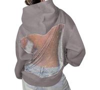 Lanunlly Sweatshirt à capuche à manches longues et élégant en maille transparente pour femme, gris, XS