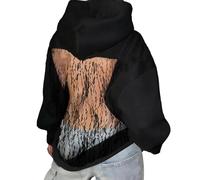 Lanunlly Sweatshirt à capuche à manches longues transparent en dentelle pour femme Haut en maille sexy et élégant en maille décontractée, Noir , XS