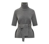 Lanvin - Pull Col Roulé en Laine à Manches Courtes - Femme - Pulls - Gris - Taille: 38 FR