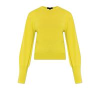 Lanvin - Pull T-shirt en laine avec détail en gros-grain - Femme - Pulls - Jaune - Taille: 40 FR