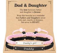 LANWLOSI Bracelet assorti pour papa et fille - Cadeau pour 2 bracelets faits à la main en corde tressée rose et noire, L, Coton, Pas de gemme