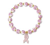 LANWLOSI Bracelet de sensibilisation au cancer du sein pour femme, ruban rose, bracelet extensible réglable pour espoir, foi, force, courage, cadeau inspirant pour les survivantes et les supporters