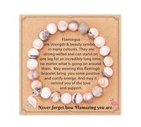 LANWLOSI Cadeau flamant rose pour femme - Never Forget How Flamazing You Are Flamingo - Bracelet rose zèbre - Bracelet extensible en perles roses - Cadeau de Noël pour sa sœur et amie, L, Pierre, Pas