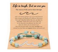 LANWLOSI Cadeau inspirant pour femme - Bracelet vague à terre - Life Is Tough but so Are You - Bracelet inspirant - Cadeau d'encouragement - Cadeau spirituel pour rétablir votre rétablissement, Large