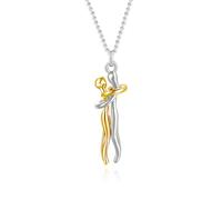 LANWLOSI Collier deux tons à câliner, collier avec pendentif câlin d'amour, collier de couple pour lui et elle, bijoux pour marié et mariée, Acier inoxydable, Pas de gemme