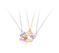 LANWLOSI Colliers pour sœur pour 3 grandes sœurs, sœurs, sœurs, petites sœurs, meilleures amies, colliers d'amitié, colliers assortis pour sœurs, amis, sœurs, bijoux cadeaux, Métal, Pas de gemme