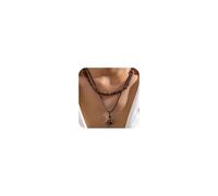 LANWLOSI Colliers ras-du-cou Puka superposés pour homme avec perles en bois et coquillage de noix de coco - Pour l'été, la plage, les vacances - Accessoires de bijoux en bord de mer, Zinc, Pas de
