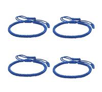 LANWLOSI Lot de 4 bracelets d'amitié bleus réglables pour femme - Bracelets d'amitié bleus tressés faits à la main - Bracelets en corde tissée bleue - Protection de la kabbale - Bracelets d'amitié