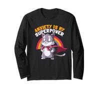 L'anxiété est Mon Super Pouvoir, Mignon Chat Super héros, Funny EduEly Manche Longue