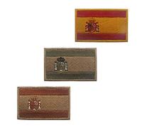 LanXin 3 pièces Espagne Drapeau Patch Militaire Moral Patch Emblème Tactique Badges Appliques Patchs Brodés - Crochet et Boucle Attaches Patches de Support (Type I)
