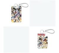 Lanyard Animé Porte Badge Porte Cartes - 2 Pièces Fairy Tail Lucy Erza Wendy Mirajan | Pour École, Bureau, Carte de Transport Bus