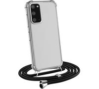 Lanyard Case For Samsung Galaxy S20 - Transparent Silicone Bumper Cover With Collar - Neck Strap - Anti-Shock Protection - Black Lanyard