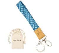 Lanyard court avec porte-clés & mousqueton pour femme & homme | Porte-clés noble | Petit cadeau anniversaire, Saint-Valentin | Lanyard court (Bleu/Blanc)
