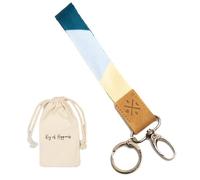 Lanyard court avec porte-clés & mousqueton pour femme & homme | Porte-clés noble | Petit cadeau anniversaire, Saint-Valentin | Lanyard court (Bleu/Jaune)