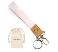 Lanyard court avec porte-clés & mousqueton pour femme & homme | Porte-clés noble | Petit cadeau anniversaire, Saint-Valentin | Lanyard court (Rose/Blanc)