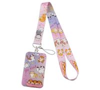 Lanyard pour cou, Cordon Tour de Cou avec porte-carte, Tour de Cou Badge, pour badge d'identité, clés, permis de travail (Color : Cat 4, Size : 45cm)