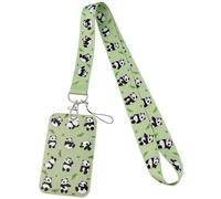 Lanyard pour cou, Cordon Tour de Cou avec porte-carte, Tour de Cou Badge, pour badge d'identité, clés, permis de travail (Color : Panda 2, Size : 45cm)