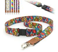 LanyardsTomorrow Lot de 10 cordons de sécurité pré-imprimés avec clip en métal pour badge d'identité Motif bande dessinée Pop Art 2 cm