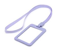 LanyardsTomorrow - Lot de 12 cordons et porte-badges avec porte-cartes rigides verticaux et tour de cou de couleur unie avec clip en plastique (violet)
