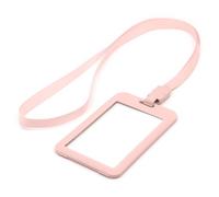 LanyardsTomorrow Lot de 12 cordons et porte-badges comprenant un porte-carte d'identité rigide vertical et un tour de cou de couleur unie avec clip en plastique Rose pastel