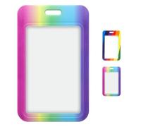LanyardsTomorrow Lot de 50 porte-badges verticaux en plastique coloré facile à glisser dans le design rigide pour carte d'identité - Peut contenir un portrait 86 mm 54 mm de la taille d'une carte de
