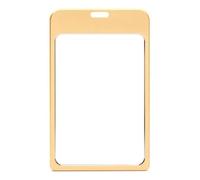 LanyardsTomorrow Porte-badge en aluminium pour carte d'identité et badge vertical avec double face pour 2 cartes de 7 x 10 cm, 12 x 7,4 cm (doré, 1 pièce)