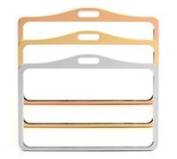 LanyardsTomorrow Porte-badge horizontal double face en aluminium pour 2 cartes CR80 86 mm 54 mm Doré