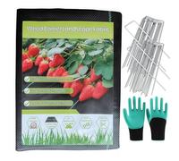 Lanyesky Chiffon de Couverture, 2x10M polypropylène tissé Pile de Mauvaises Herbes avec 20 poteaux de Jardin et Gants - 100g/m² Tissu de désherbage Hydrofuge résistant aux UV (2m x 10m)