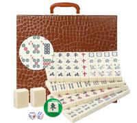 LANYOTA Ensemble de Mahjong 3,6 x 2,7 cm, Jeu de Mahjong Chinois avec étui de Transport, 3,8 cm, Grand 144 + 2 Carreaux avec Chiffres Arabes, 2 dés et 1 indicateur de Vent