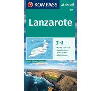 KOMPASS Carte de randonnée 241 Lanzarote 1:50 000, 3 en 1, guide d'activités, cartes détaillées