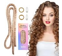 Lanzhire Bigoudi sans chaleur, bandeau sans chaleur, sans chaleur pour dormir, pour femmes et filles (doré)