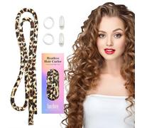 Lanzhire Petit bandeau à friser sans chaleur, sans chaleur, pour cheveux longs et courts, matériau satiné, bandeau à boucles sans chaleur pour la nuit, couleur léopard