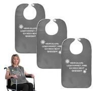 LANZLC Lot de 3 bavoirs pour adultes, réutilisables, lavables, drôles avec fermeture Velcro, « Si vous pouvez lire ça, je n'ai pas encore mangé », gris, M