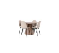 Lanzo ensemble pour salle à manger table naturel et 4 Polar chaises beige.