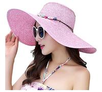 Lanzom Chapeau de paille pliable à large bord souple pour femme avec protection UPF 50+, taille unique