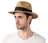 Lanzom Chapeau de soleil d'été pliable pour homme - Chapeau de voyage pliable à large bord, Style B-kaki, Taille L