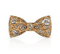 Lanzonia Noeud Papillon Homme Original Drole Fantaisie Crâne Motif Nœud Papillon Jaune Originale Deja Lie Humour Tête de Mort Crane Imprime pour Cadeau Anniversaire Fete Festival Carnival