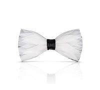 Lanzonia Noeud Papillon Homme Original Personnalise Fantaisie Fait Main Luxe Nœud Papillon Blanc Plume Elegant Mode pour Cadeau Mariage Anniversaire Saint Valentin