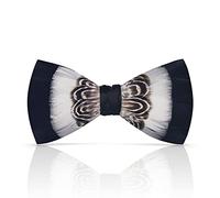 Lanzonia Noeud Papillon Homme Original Personnalise Fantaisie Fait Main Luxe Nœud Papillon Noir et Blanc Plume Elegant Mode pour Cadeau Mariage Anniversaire Saint Valentin