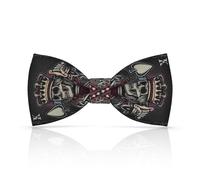 Lanzonia Skull Noeud Papillon Homme Original Drole Fantaisie Tete de Mort Poker Motif Nœud Papillon Noir Originale Deja Lie Casino Humour Crane Imprime pour Cadeau Anniversaire Fete Festival Carnival